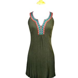 ☀️5/25☀️ As U Wish Women’s Olive Green Boho Lace Up Dress Fully Lined